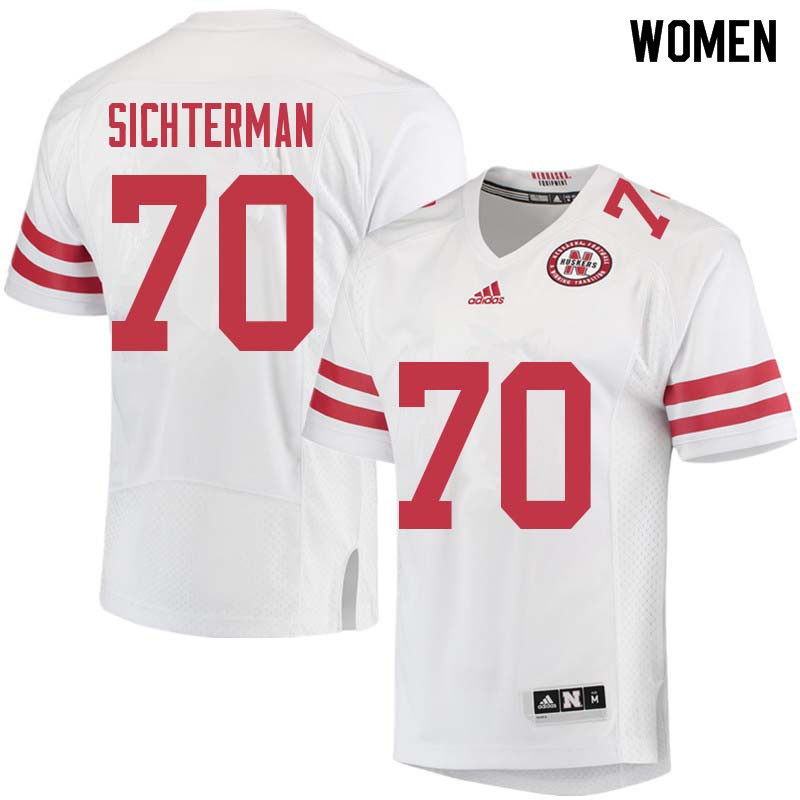 Women #70 Matt Sichterman Nebraska Cornhuskers College Football Jerseys Sale-White - Click Image to Close